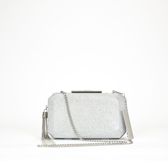 Nina Bellaria Geometric Minaudiere Bag / Clutch with Tassle - Silver - Picture 4 of 8